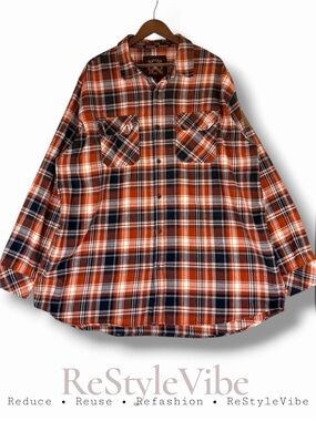 HOWITZER PATRIOT MFG Men’s Size 4XL Shirt Button Down Plaid Flannel long Sleeve